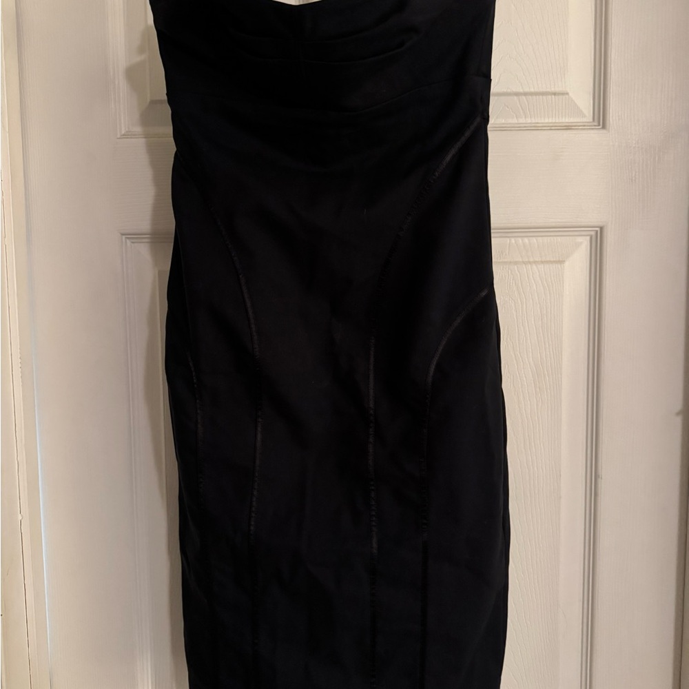 Express strapless midi bodycon dress